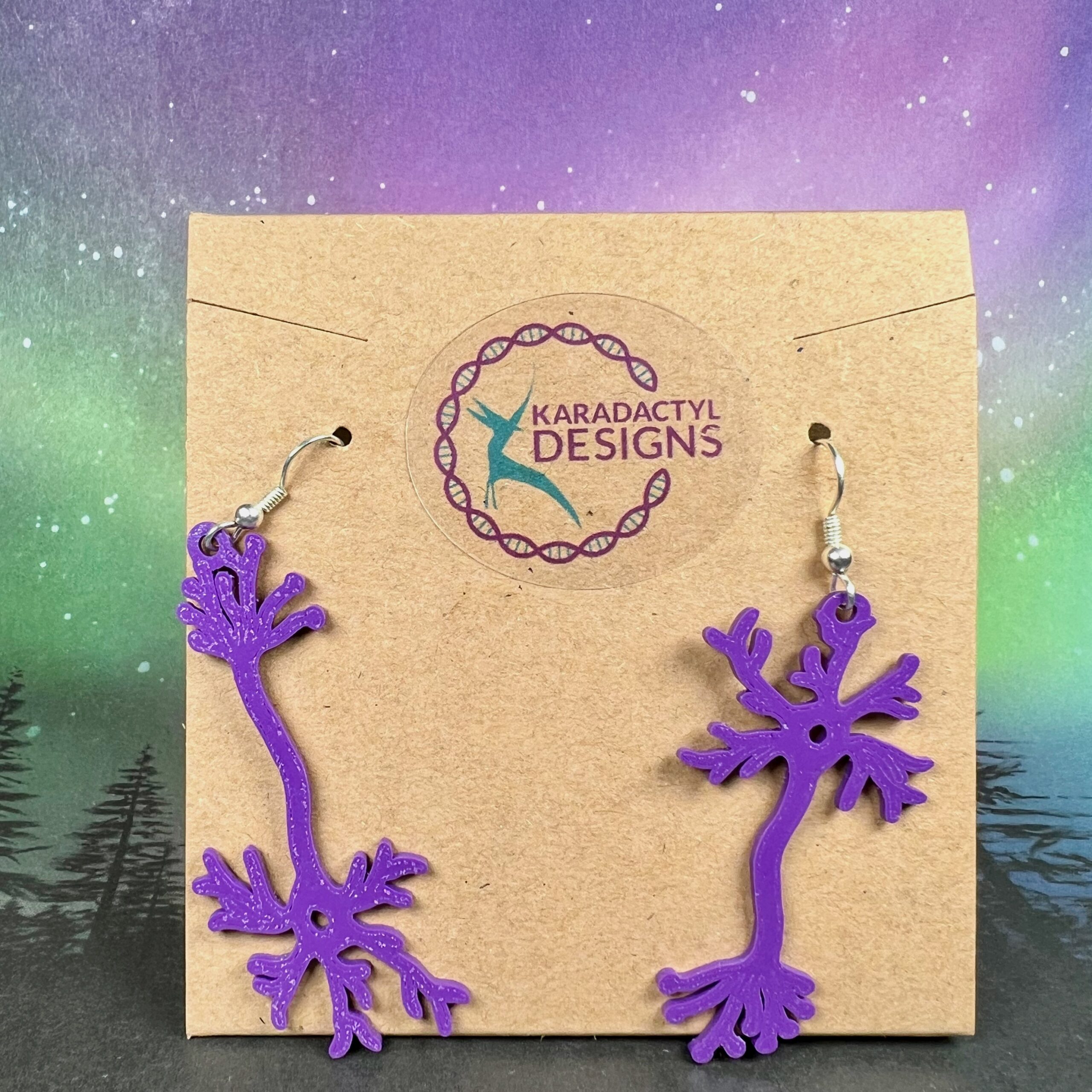 Purple Neuron Shrink Film Earrings nerdfelt