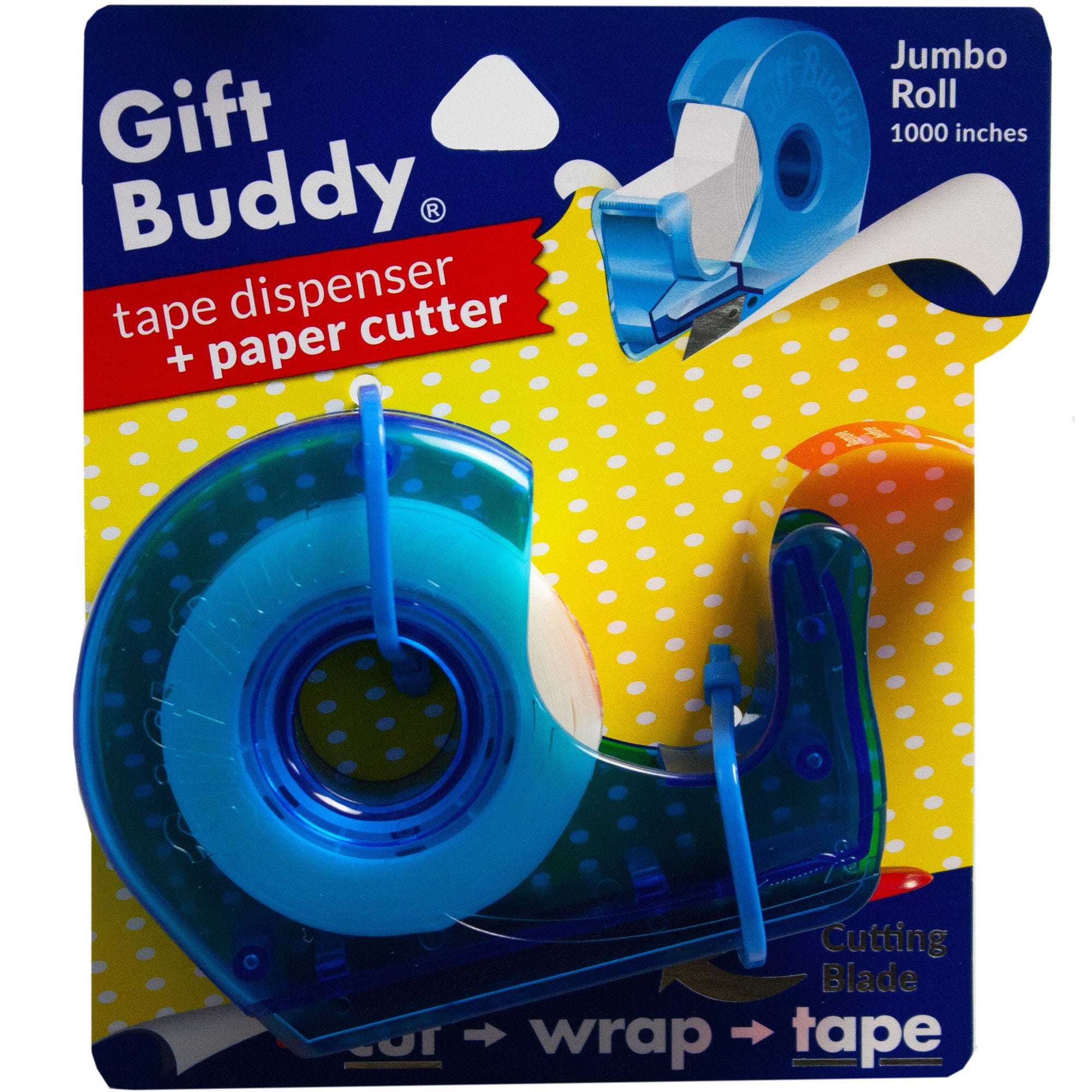 Gift Buddy Tape Dispenser & Paper Cutter with 1000′ Roll NERYB