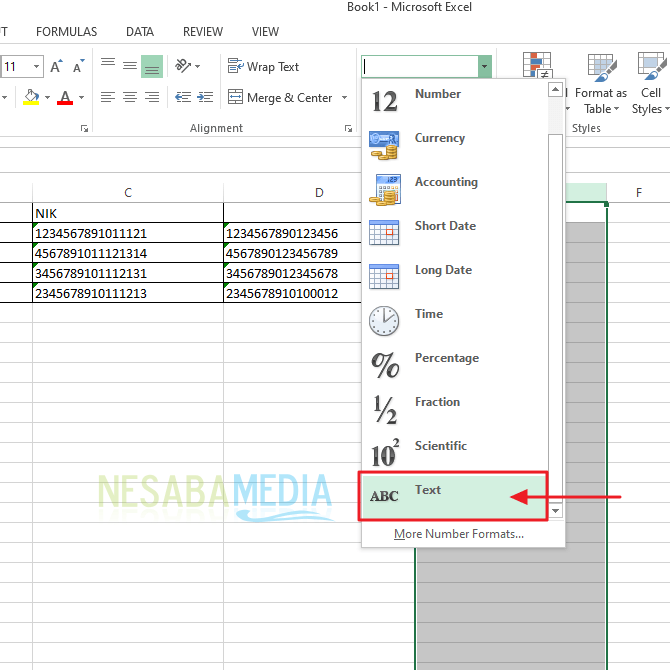 Cara menampilkan Angka lebih dari 15 digit di Excel