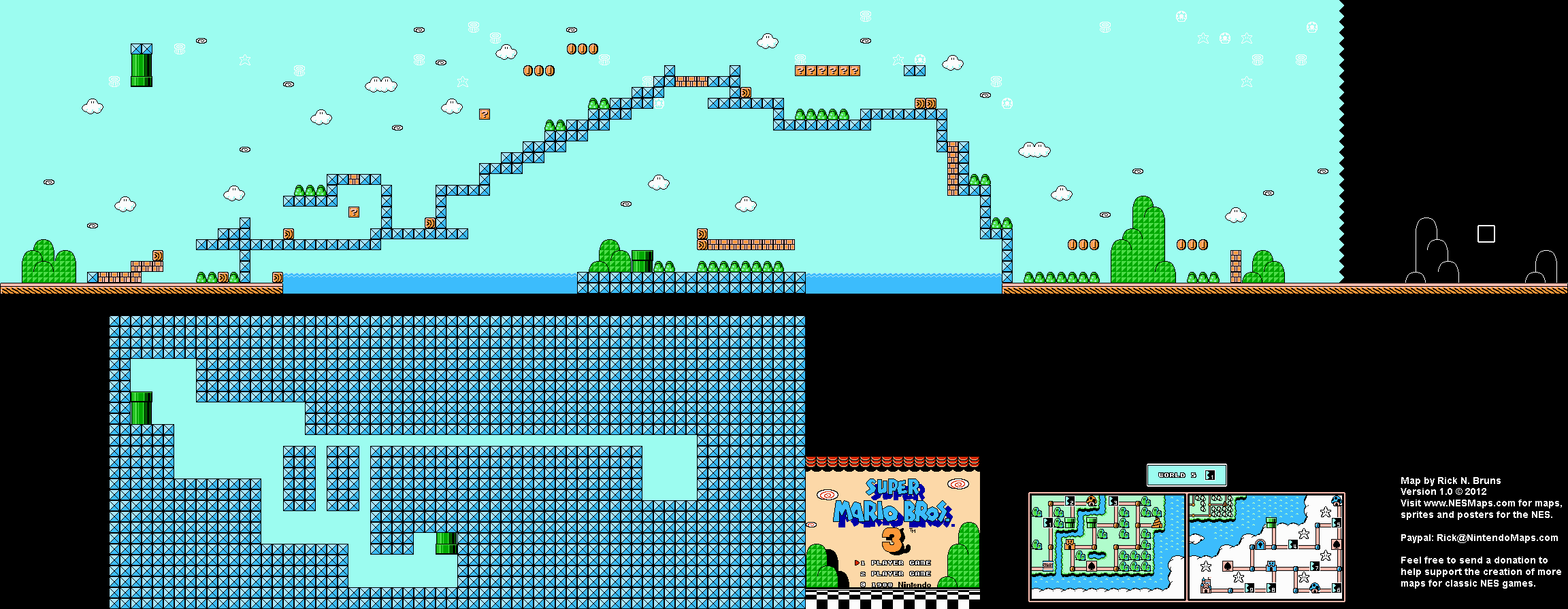 Super Mario Brothers 3 World 51 Nintendo NES Map BG