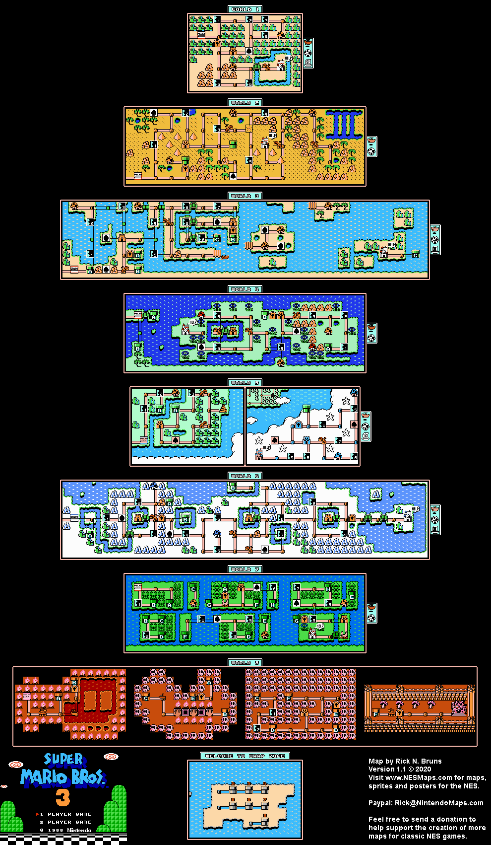Super Mario Bros 3 Level Maps Super Mario Brothers 3 Overworld Map Selection Labeled Maps