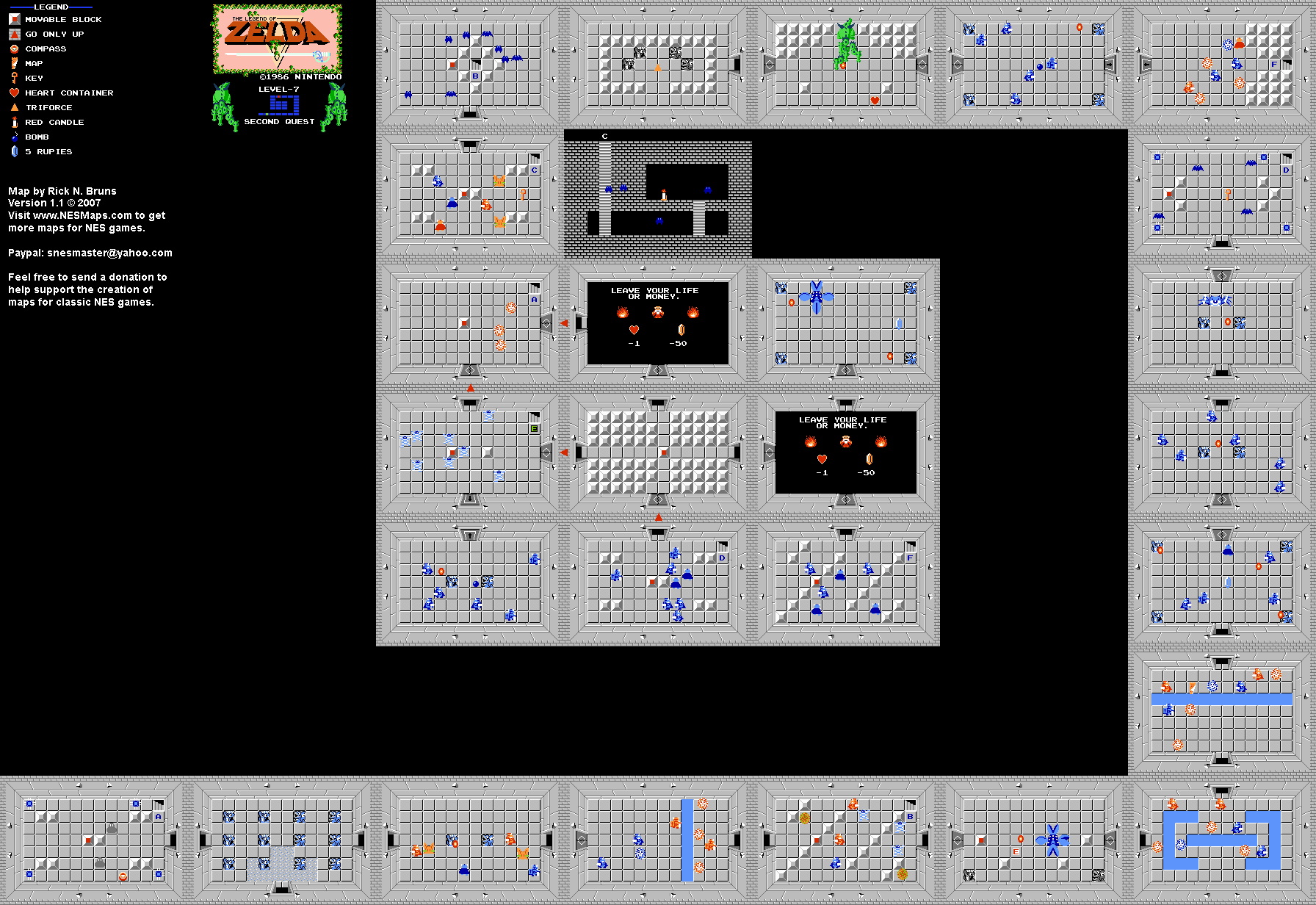 The Legend of Zelda Level 7 Quest 2 Map