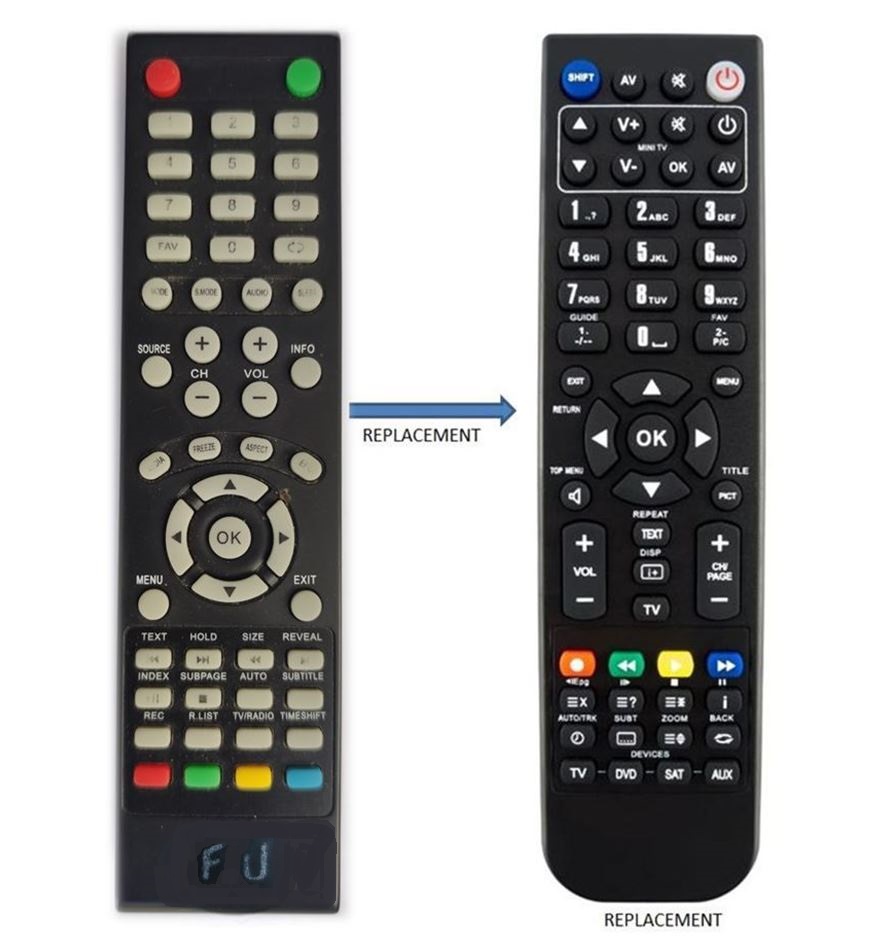 F&U LED TV REPLACEMENT REMOTE CONTROL LCD / LED / PLASMA TV