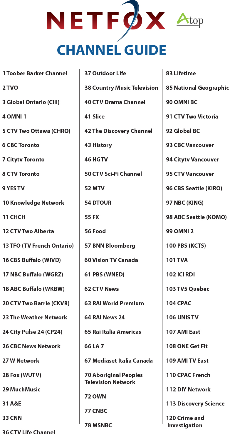 TV Channel Guide Canada Netfox