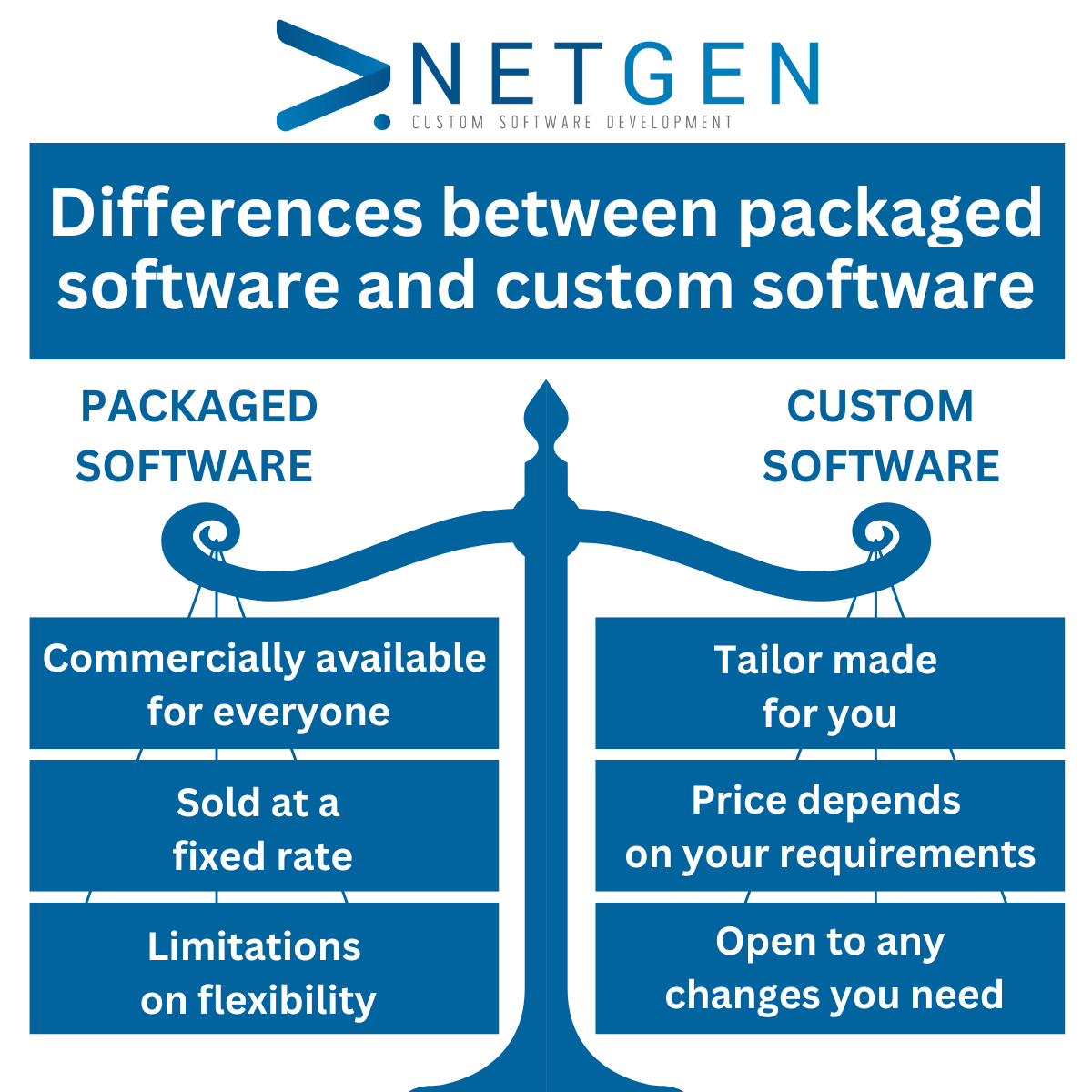 Differences between packaged software and custom software