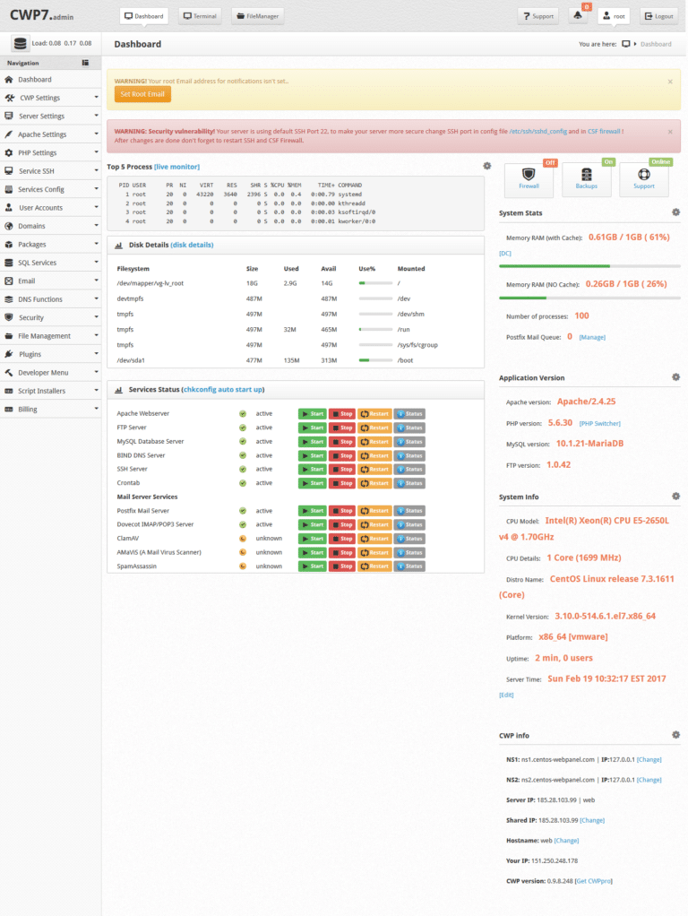 CentOS Web Panel (CWP) Kurulumu, Ayarları ve Kullanımı »