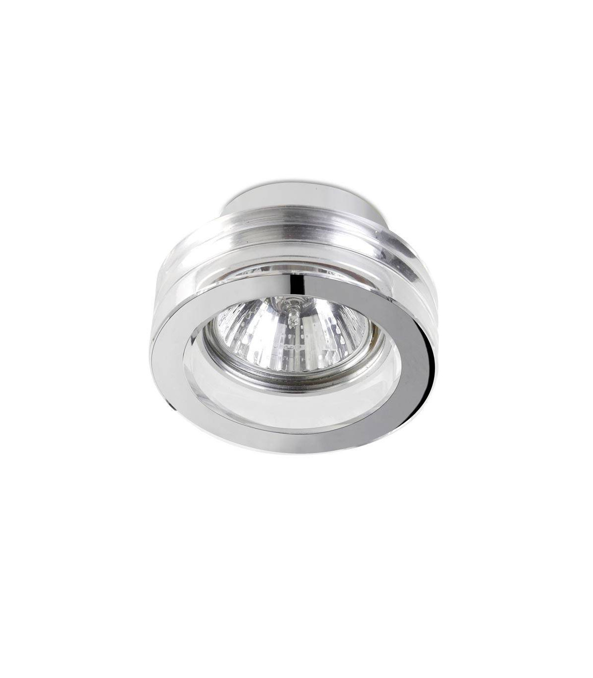 1 Light Small Round Bathroom Recessed Ceiling Light Chrome IP54