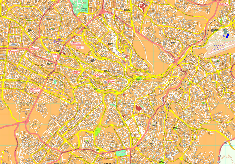 Amman vector map. EPS Illustrator Vector Maps of Asia Cities. Eps