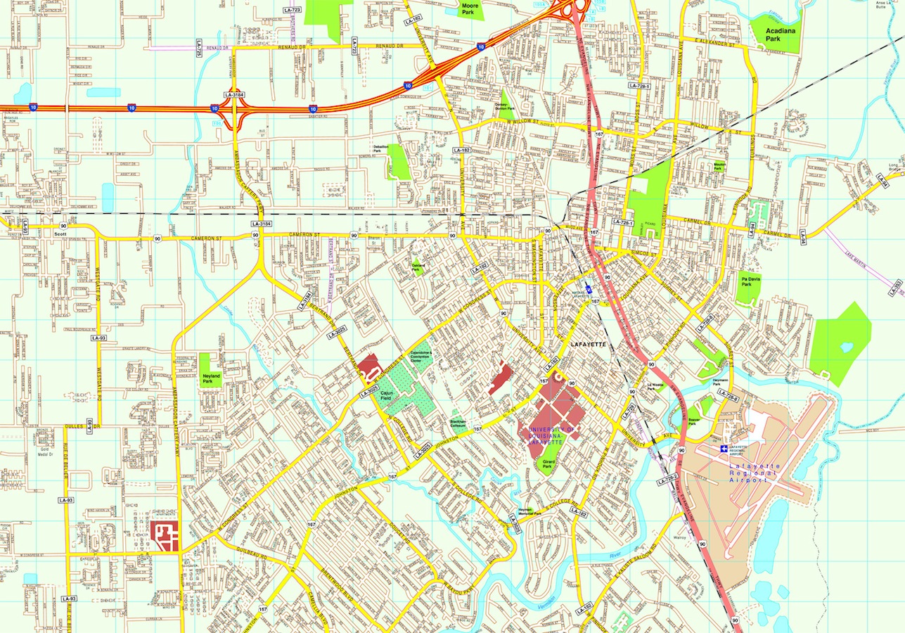 Lafayette map. Eps Illustrator Vector City Maps USA America. Eps
