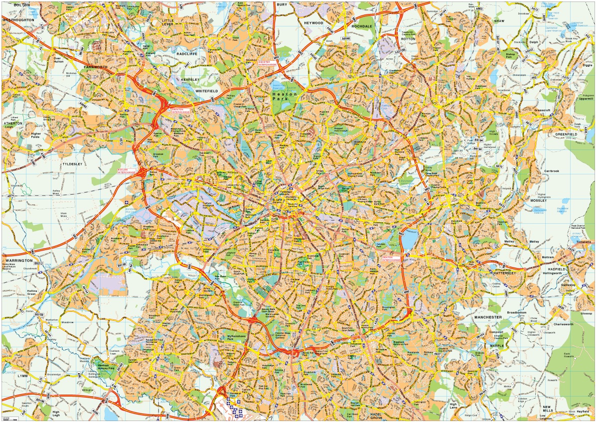 Landkarte Manchester city maps of download Vector & Wall Maps from Netmaps®. Made in