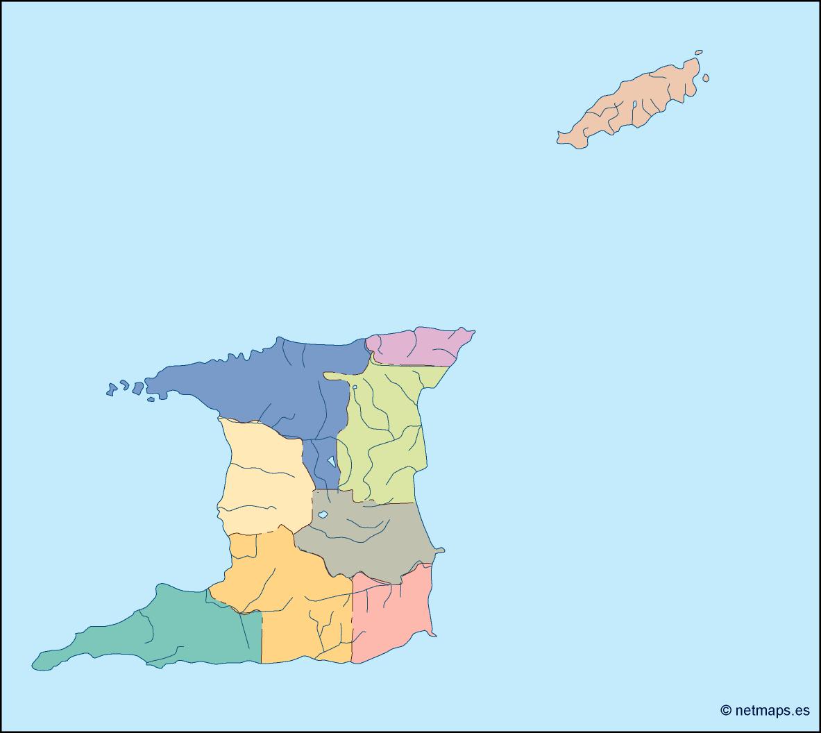 trinidad and tobago blind map. Eps Illustrator Map Vector World Maps