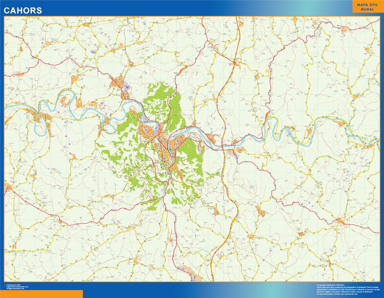 Carte Cahors Et Ses Environs cahors wall map Vector World Maps