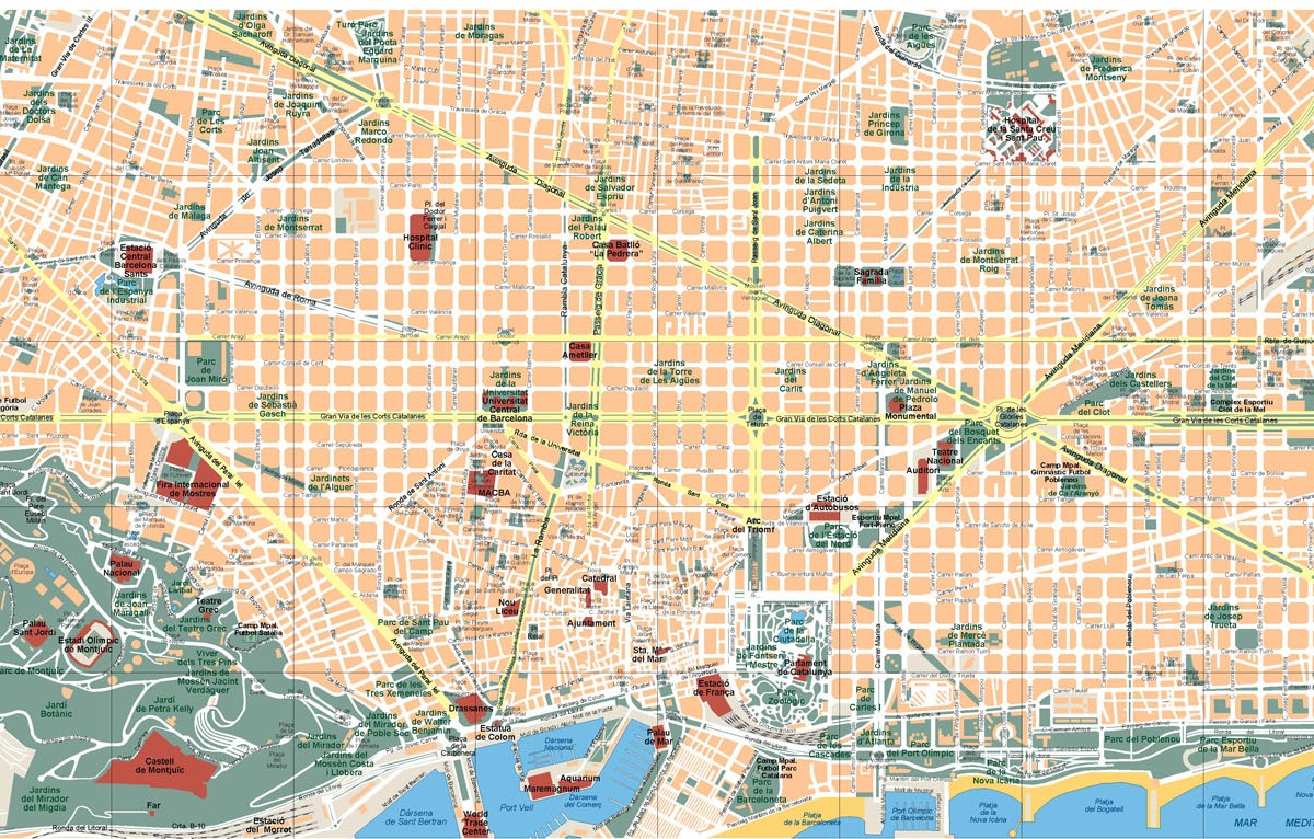 Barcelona Vector Map Vector World Maps