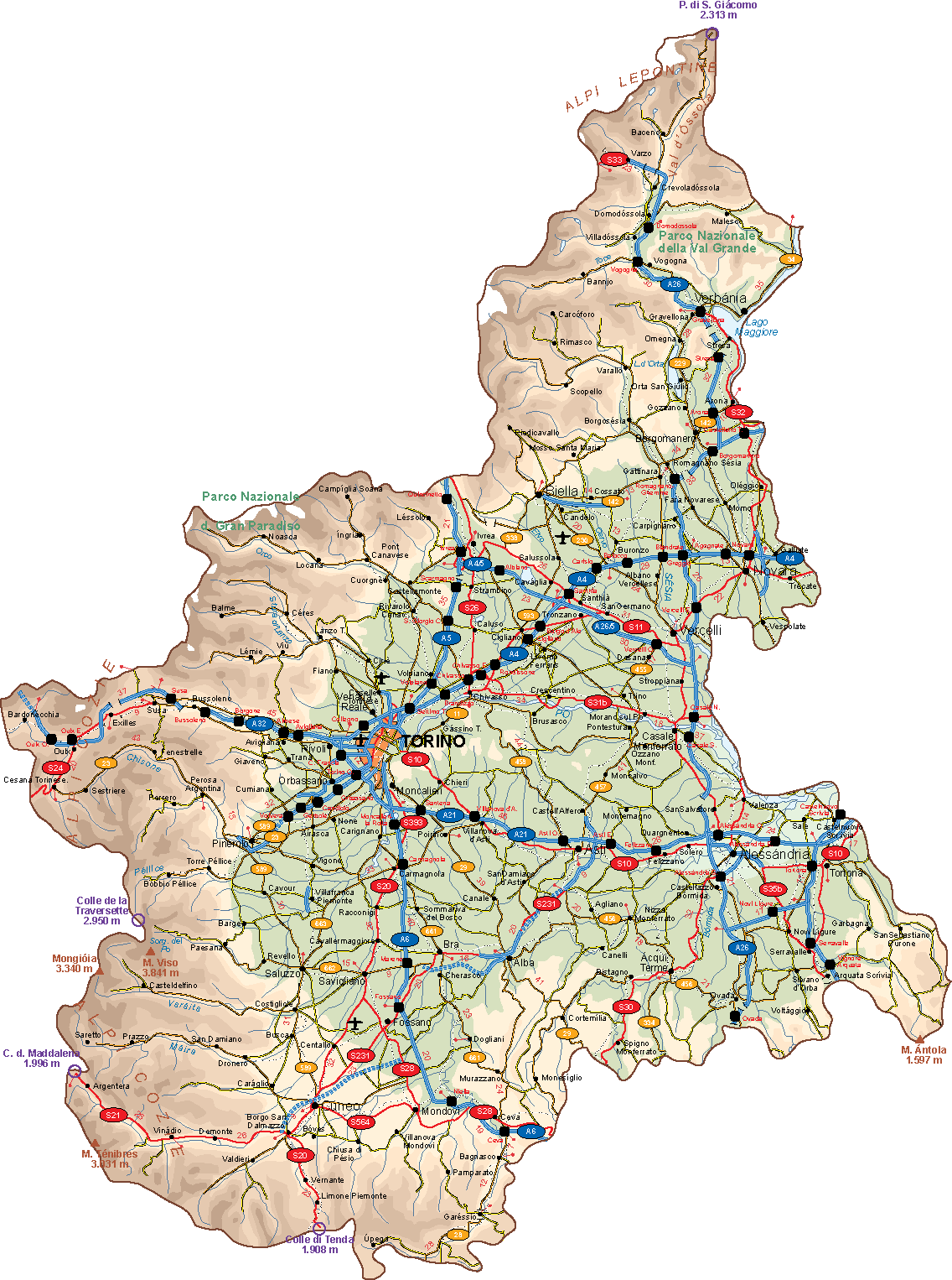 Piemonte Vector Map Vector Maps