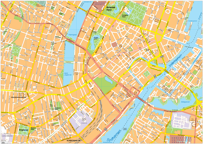 Kaart Amsterdam Kopenhagen Copenhagen Vector EPS Map Vector World Maps