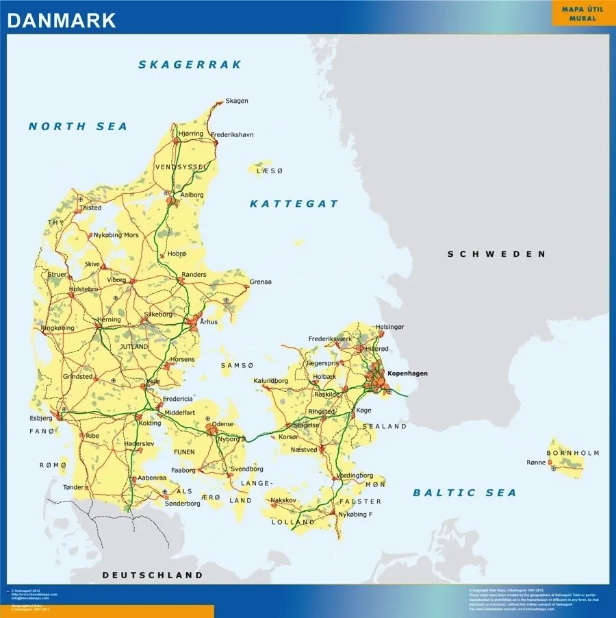Danmark Sverige Karta Danmark karta Väggkartor