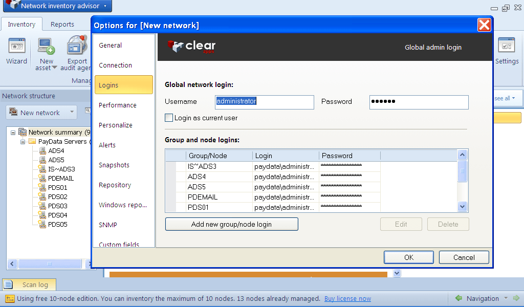 Network Login Network Inventory Advisor168
