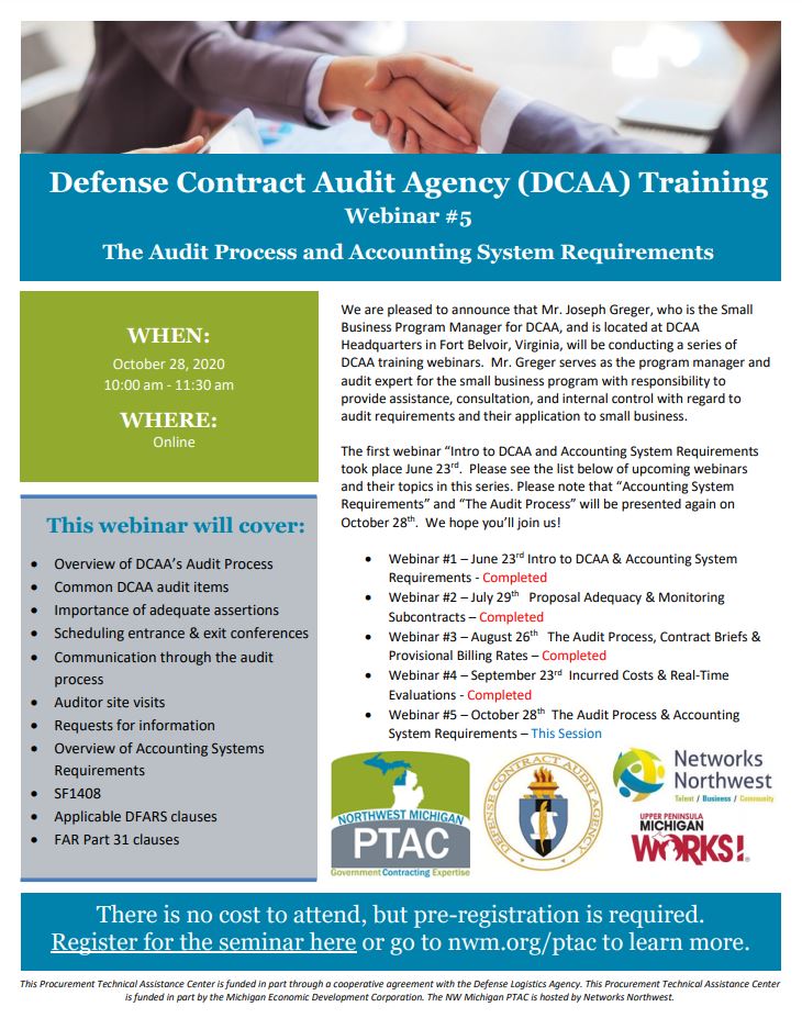 Defense Contract Audit Agency (DCAA) Training Webinar 5