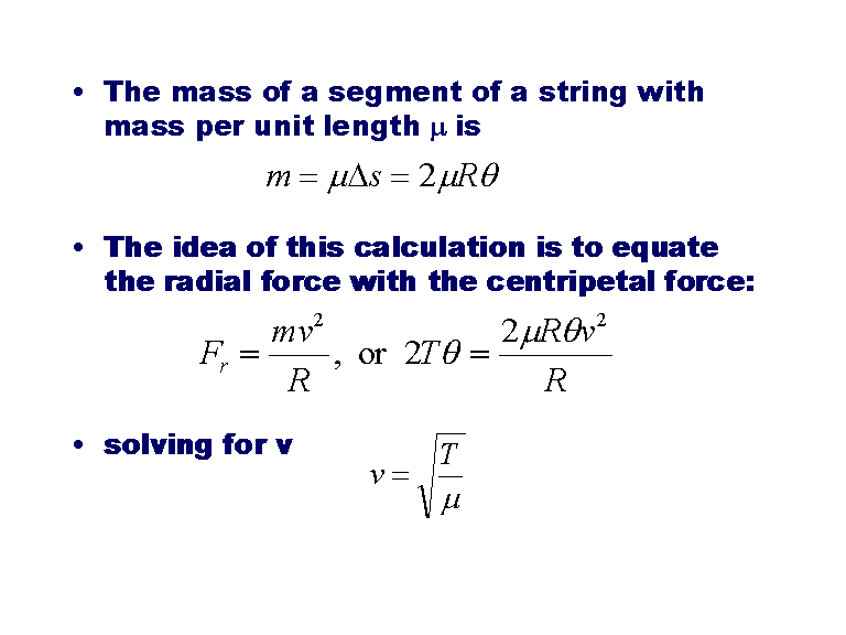 The mass of a segment of a string with mass per unit length ? is