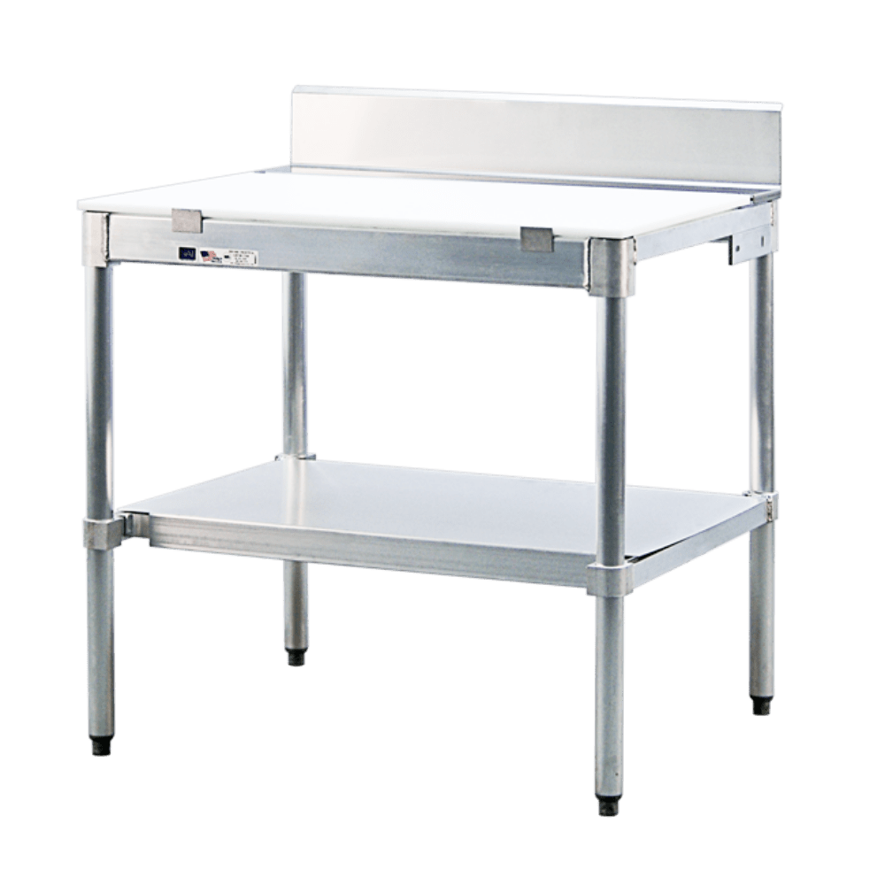 Poly Top Aluminum Prep & Work Tables Optional Backsplash