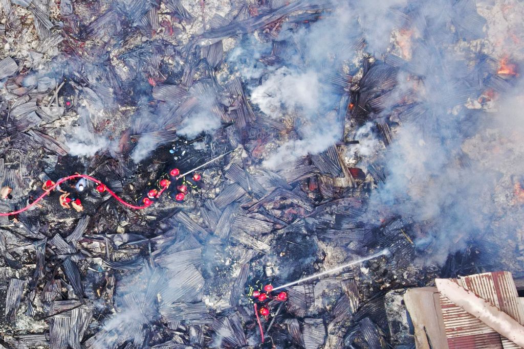 Firefighters, army work to douse fire in Bangladesh market