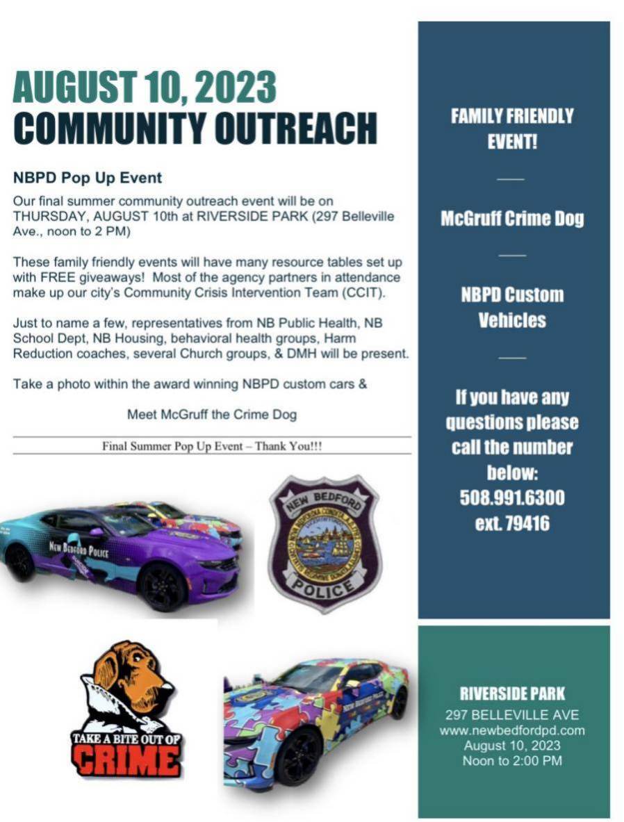 New Bedford Police Department to host final community pop up event of