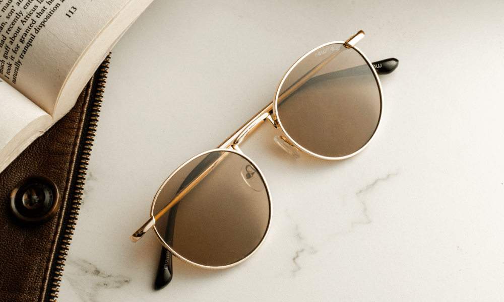 Round Gold Brown Metallic Sunglass Sunglasses for men Nepal