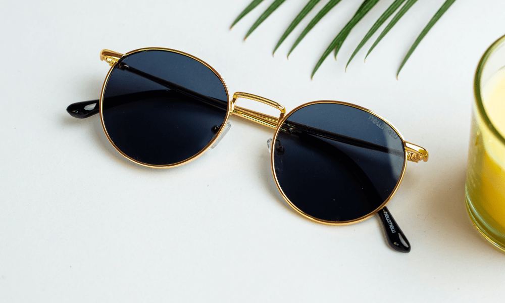 Round Gold Black Metallic Sunglass Sunglasses for men Nepal