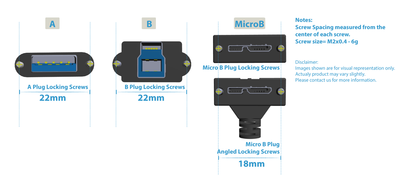 USB 3.0 Thumbscrew Locking Cables Newnex