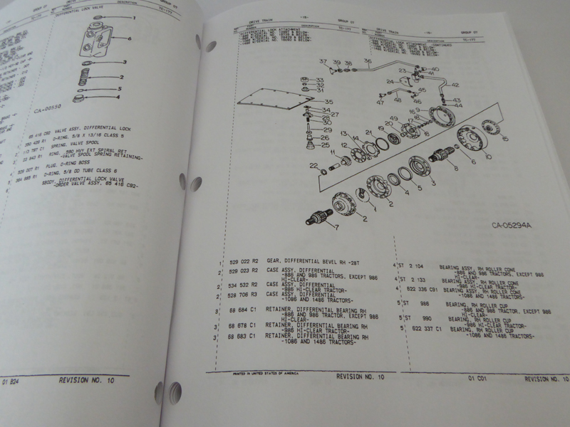 International Harvester IH 786 986, 1086, 1486 Tractor Parts Catalog