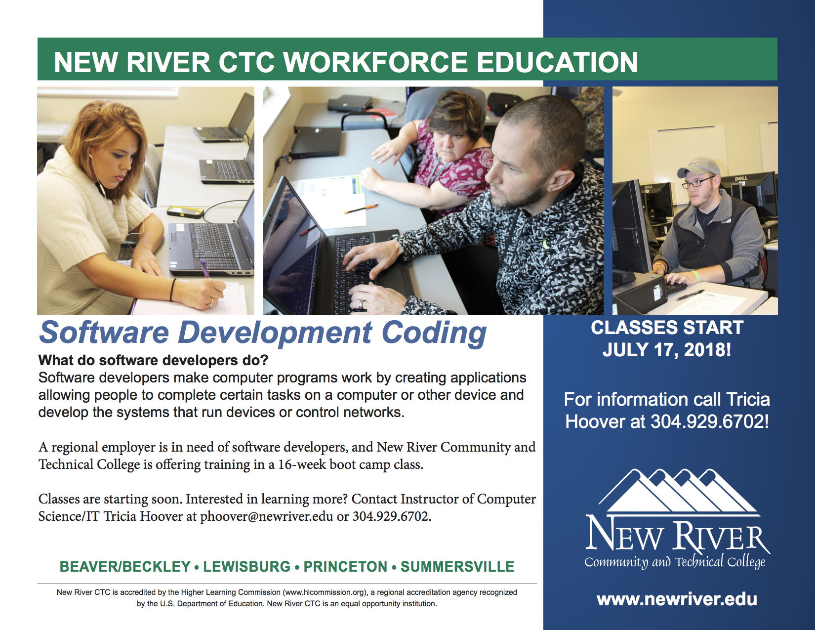 Software development coding boot camp starting in July at