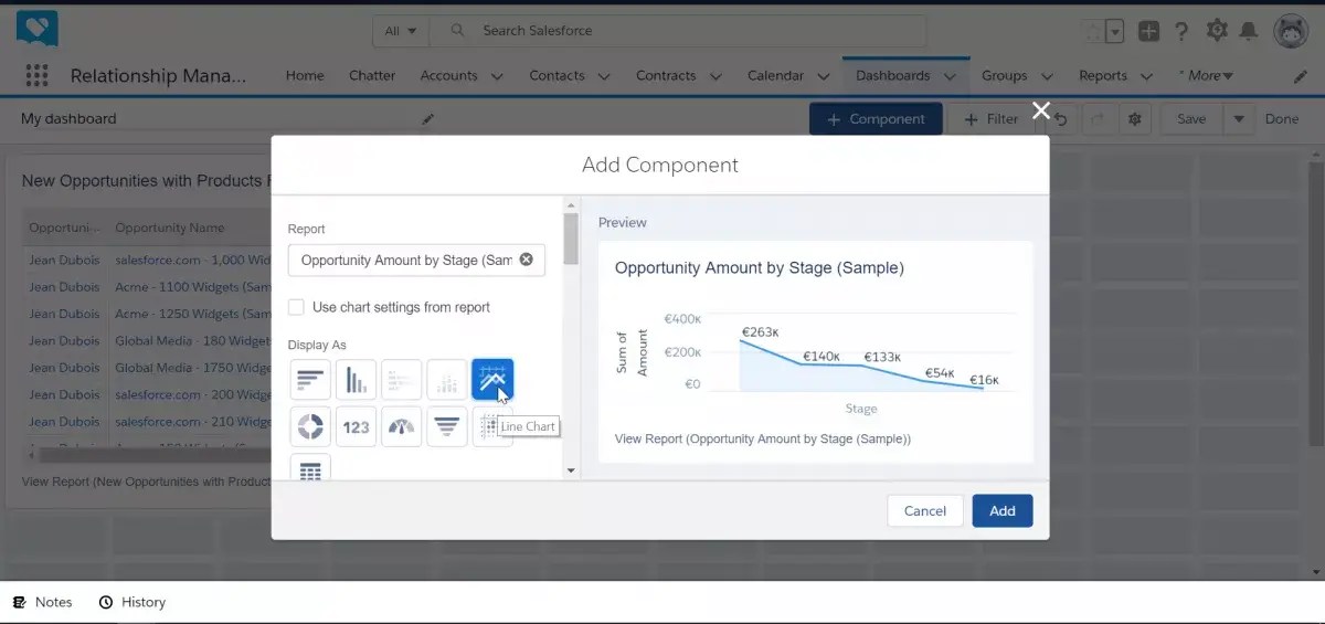 How to create a dashboard in SalesForce Lightning?