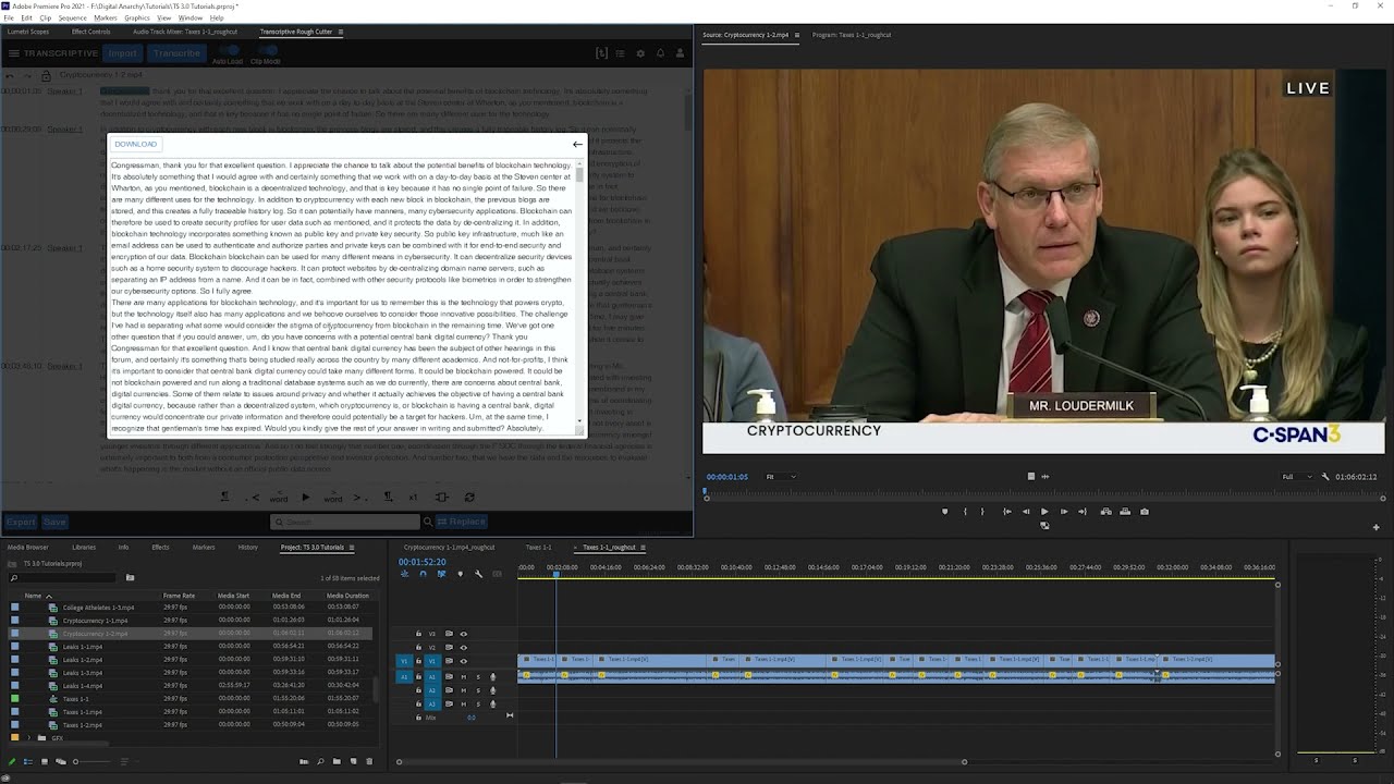 Transcriptive Rough Cutter Editing video through text Newsshooter