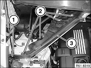 Removing and installing/replacing both tension struts on spring strut domes