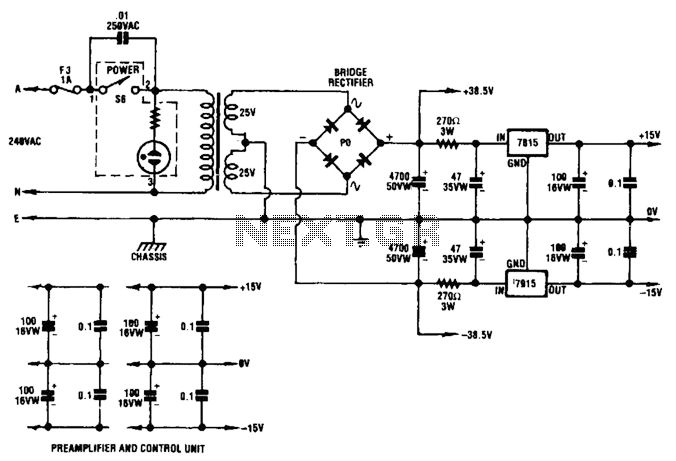 Dual Audio Amplifier Power Supply Circuit under AC-DC & DC-DC Circuits