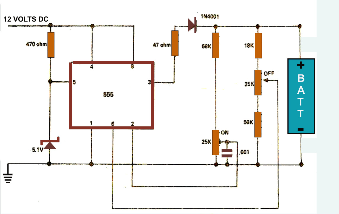 Battery ChargerCircuit Using IC 555
