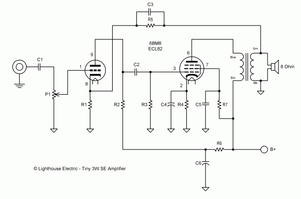 Flea Power Vacuum Tube Amplifier under Repository-circuits -47093