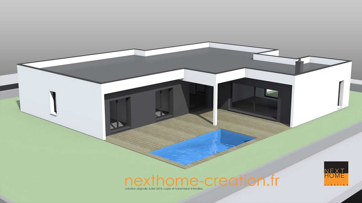 La clarté des lignes vous fait penser à distance à l'architecture du bauhaus et. Maison Moderne Plain Pied A Toit Plat Nexthome Creation