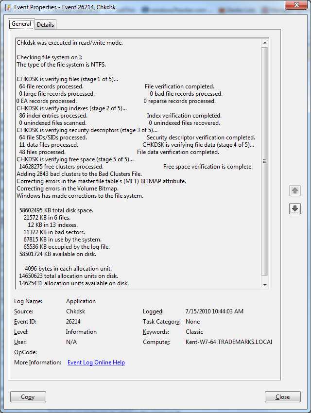 Checking Your Disk by Running CHKDSK Command in Windows 7