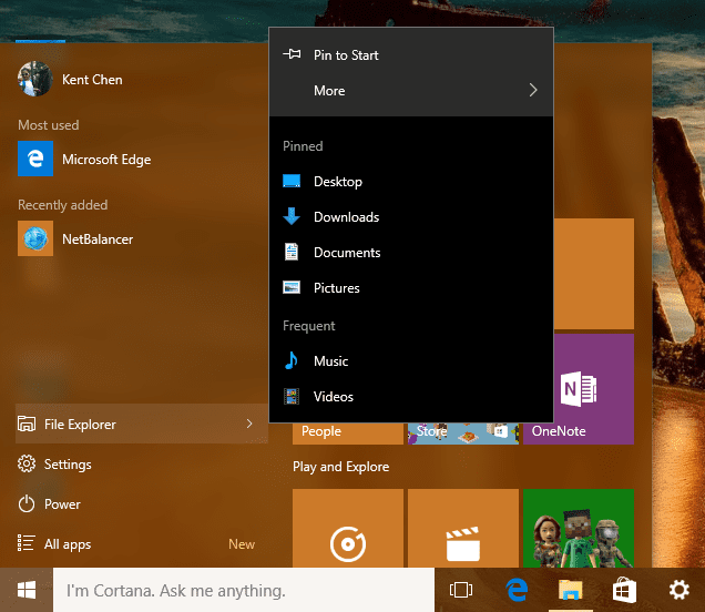 How To Add Folder to Appear on Start Menu in Windows 10 Next of Windows