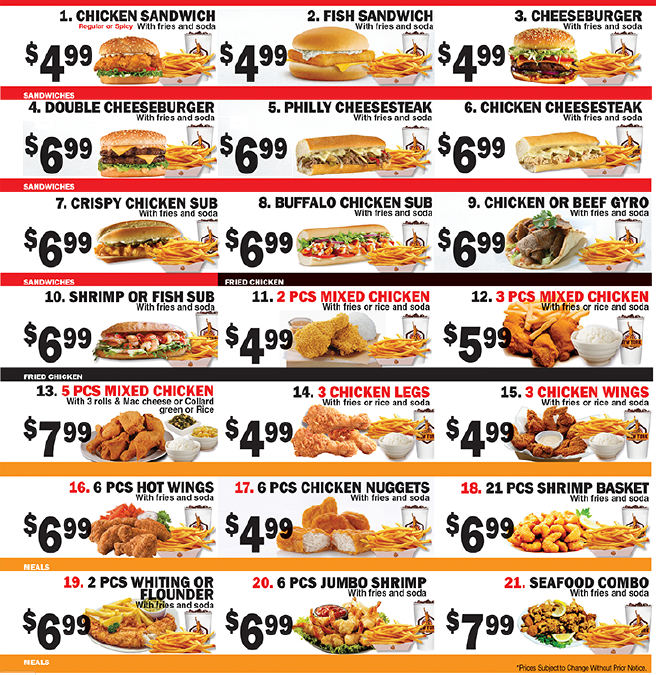 New York Fried Chicken Menu