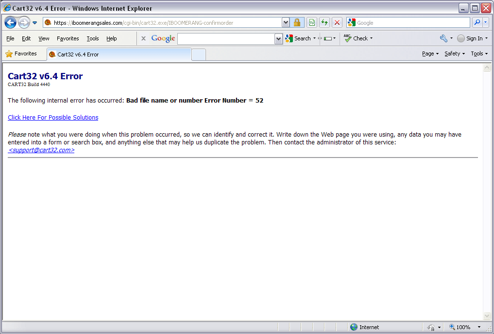 How to fix Cart 32 "Bad file name or number Error Number = 52"