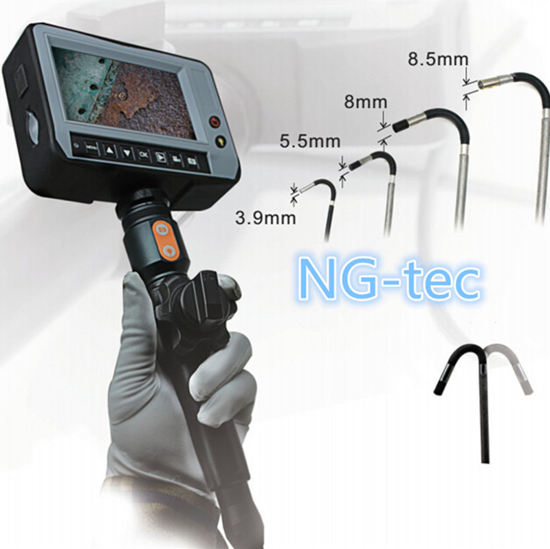 Ultraviolet light 4ways articulating borescope for pipe crack detection
