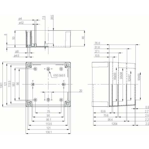 Fibox MNX Terminal Box PC IP66 and IP67 High Box H130 x W130 x 100mm Clear