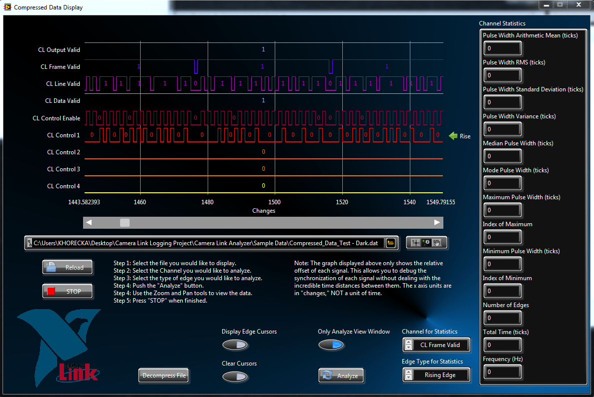 Camera Link Analyzer for the Camera Link Logging Utility National