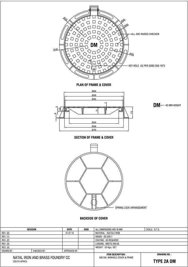 Circular Manhole Cover and Frame (Type 2A and 2B)