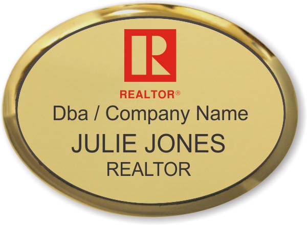 Commercial Red Realtor Executive Oval Gold Badge NiceBadge