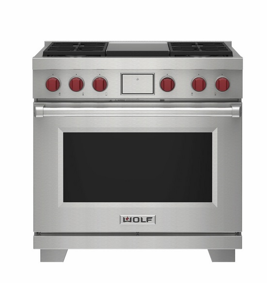 Wolf Dual Fuel Range, 4 Burner & Griddle ICBDF36450G/S/P (911mm