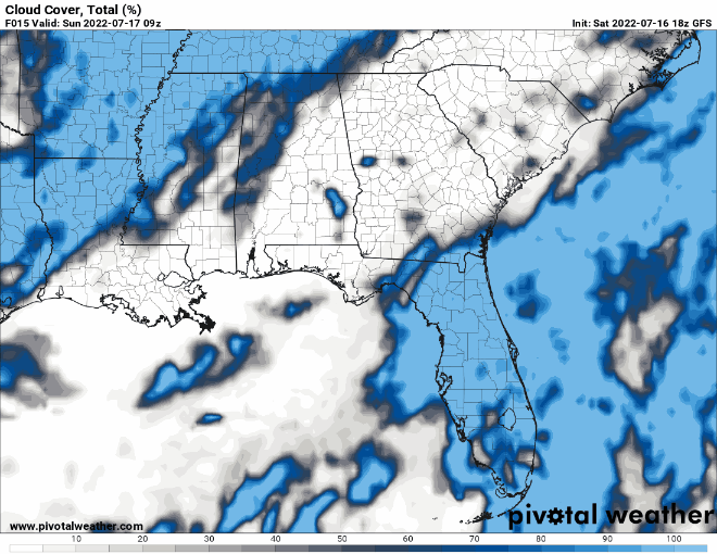 Humid and Sunny Weather with Minimally Rain Chance Coastal LA/MS/AL