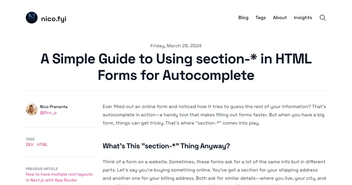 A Simple Guide to Using section* in HTML Forms for Nico